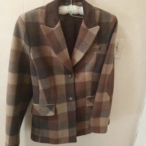 Vintage Jenne Maag plaid brown Jacket with elbow patches - no size inside